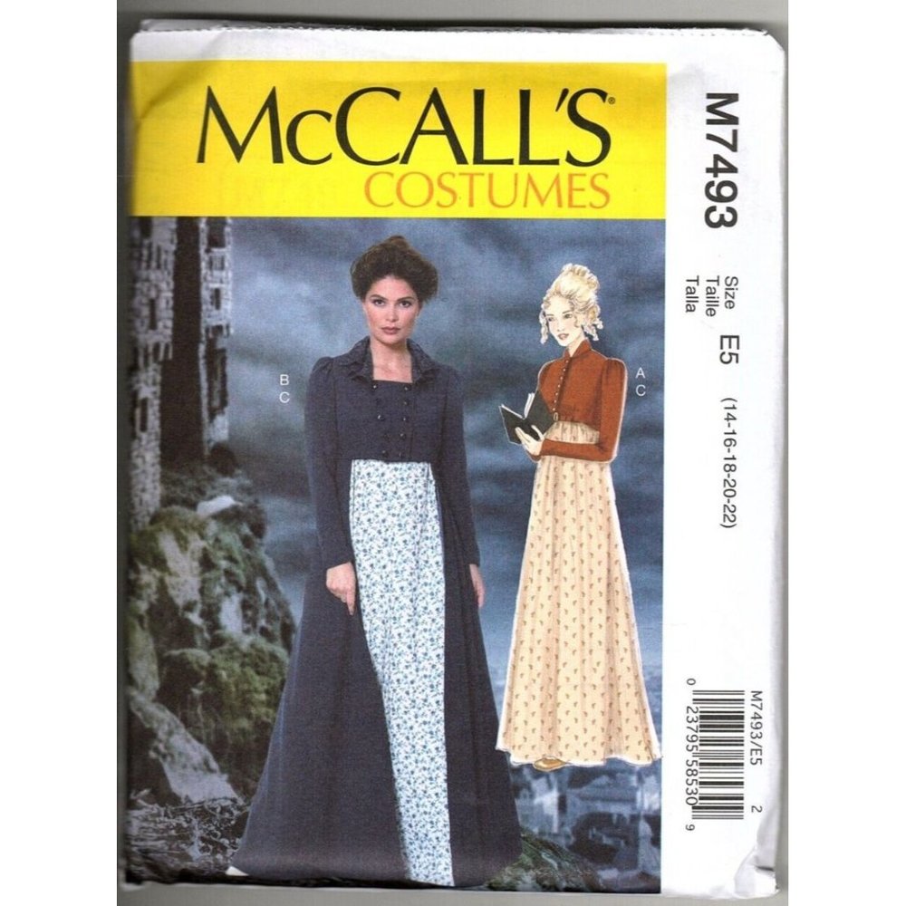 McCall's M7493 Adult 14 to 22 Costume Historical Dress Sewing Pattern New